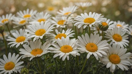 Cluster of Daisies with White Petals and Yellow Centers