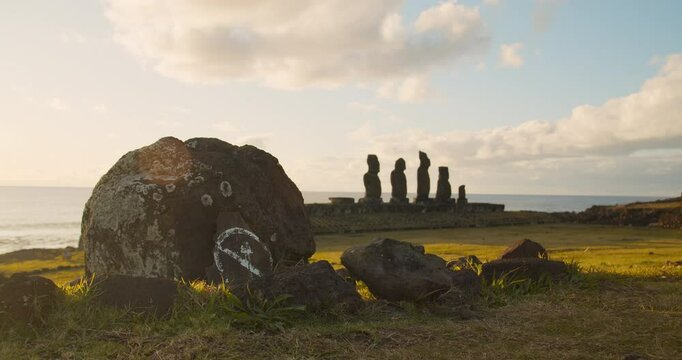 Moai in Ahu Tahai, Hanga Roa, Easter Island