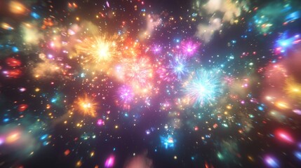 Colorful Explosion of Stars and Light in a Cosmic Background Capturing the Beauty of Space with Bright Colors and Vibrant Patterns for Artistic Inspiration