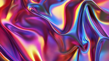 Colorful Iridescent Satin Fabric Texture with Vibrant Hues of Pink, Purple, Gold, and Blue for Use in Fashion, Design, or Artistic Projects