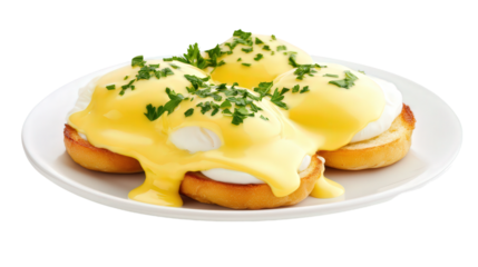 poached egg Hollandaise sauce, ham, eggs benedict toast, isolated, transparent, png, background