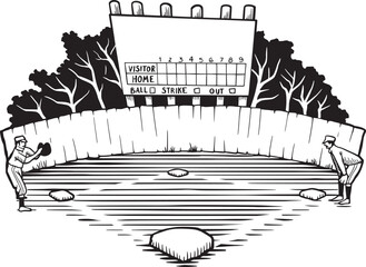 Vintage Baseball Field Graphic