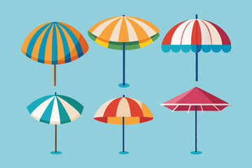 Fototapeta premium Set of beach umbrella design vector art illustration