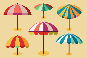Fototapeta premium Set of beach umbrella design vector art illustration