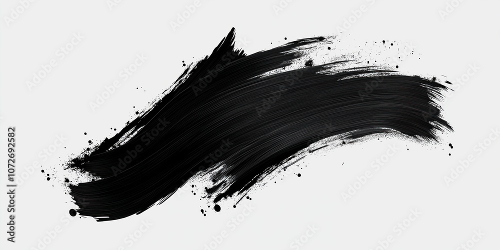 Poster black paint brush stroke isolated on white background. abstract grunge ink splatter. messy distresse