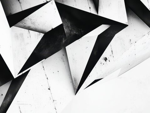 Abstract Geometric Concrete Texture Background - Black and White Geometric Shapes