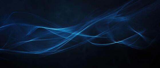 Abstract Blue Light Waves on Black Background - Futuristic Technology Design.