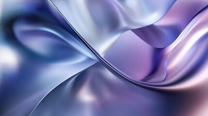 Obraz premium Smooth and shiny metallic abstract waves in blue and purple tones