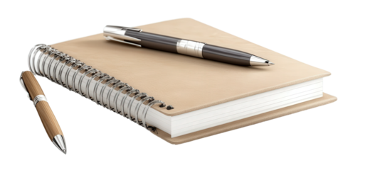 spiral notebook with pen, isolated, transparent, png, background