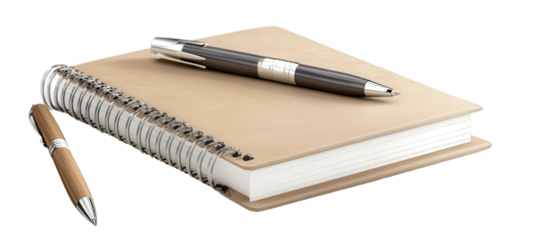 spiral notebook with pen, isolated, transparent, png, background