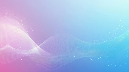 Abstract Pastel Gradient Background with White Wavy Lines and Scattered Dots.