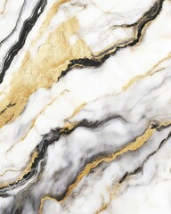 Abstract White and Gold Marble Texture Background - Swirling Veins, Luxury Design, Decorative, Contemporary, Interior Design