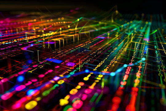 Abstract Representation of MD5 Hash Algorithm and Data Encryption - A Dark Thematic Concept