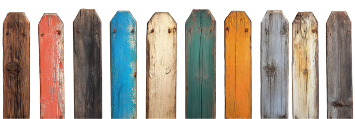 Collection of picket fence with wooden isolated on transparent background