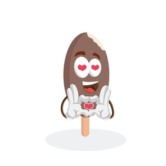 Ice cream chocolate Logo mascot in love pose