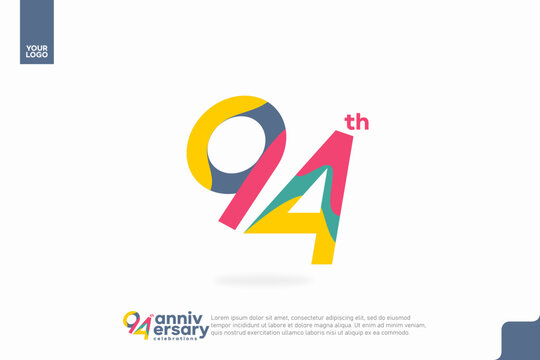 Number 94 logo icon design, 94th birthday logo number, anniversary 94