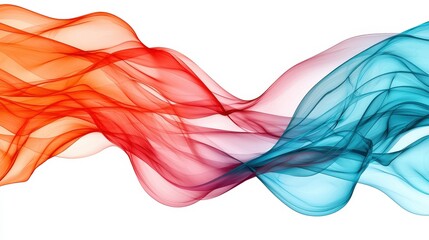Abstract Flowing Waves  Red and Blue Color Gradient  Modern Design  Digital Art