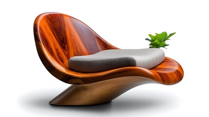 Obraz premium This curved luxury wooden high rise chair features a smooth, polished finish that showcases the natural beauty of the wood