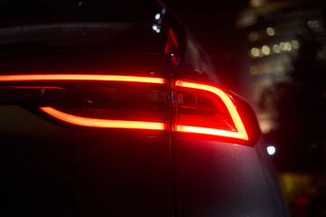 Closeup of a cars automotive tail brake light