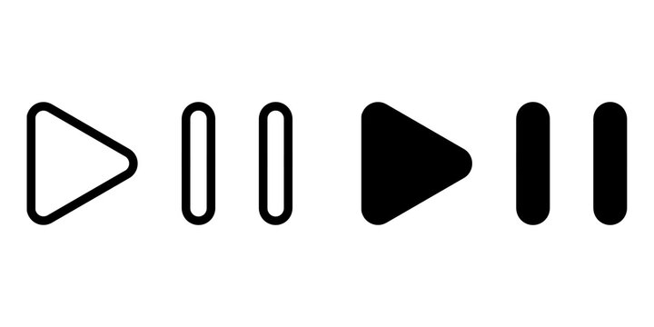 Play and pause button icon set with simple and modern design