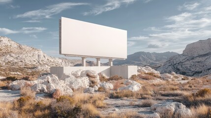 Empty billboard in rocky landscape scenery