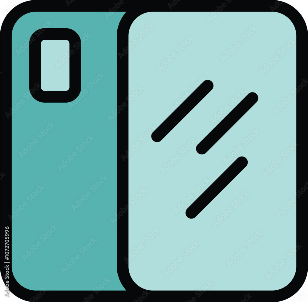 Poster minimalist icon of a smartphone showing an empty screen with a reflection