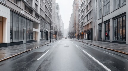 Fototapeta premium Empty city street with modern buildings.