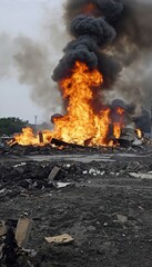 House on Fire &ndash; Intense Blaze Engulfing Home with Flames and Smoke Rising