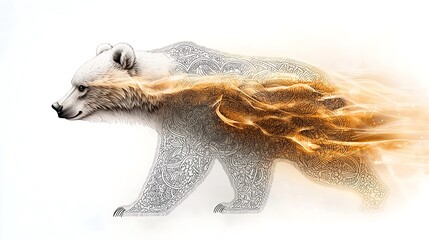 The elegant mandala design of this coloring page offers a unique twist by incorporating a detailed bear motif