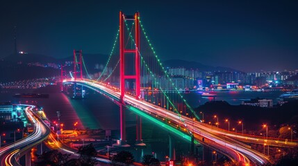 Obraz premium view of the bridge over the city