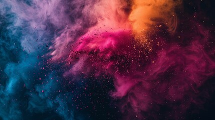 Explosion of colorful powder in abstract art