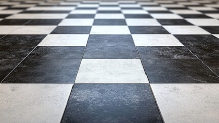 Fototapeta premium Black and White Checkerboard Floor Tiles