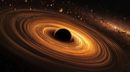 Cosmic Black Hole with Vibrant Galactic Rings
