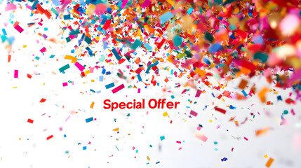 'Special Offer' surrounded by colorful confetti