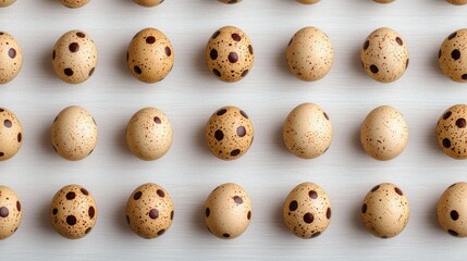 Obraz premium Quail Eggs Pattern Easter Spring Nature Food Minimalism Decoration