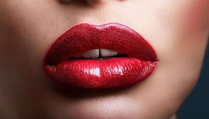 Luscious Red Lips with Glossy Finish for Makeup Lovers