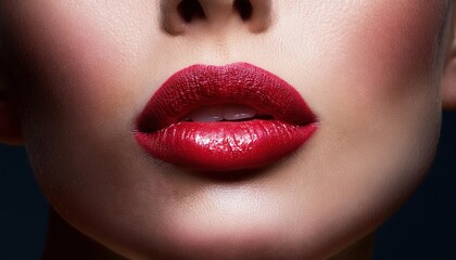 Naklejka premium Luxurious Close-Up of Perfectly Defined Red Lips