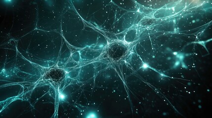 Abstract Glowing Neurons in a Futuristic Design