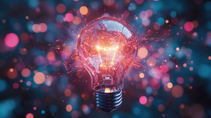 Vibrant Light Bulb with Dynamic Color Background