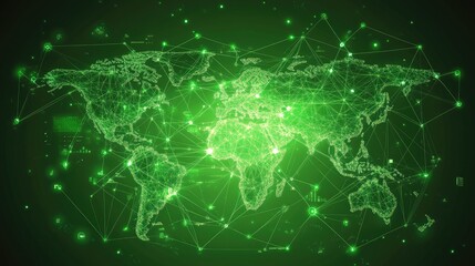 Naklejka premium Global Network Map with Digital Connections and Data