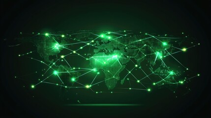 Obraz premium Global Network Connected with Green Lights