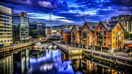 Fototapeta premium Discovering Oslo: An Urban Exploration of Norway's Capital, Featuring Iconic Architecture, Vibrant Streets, and Scenic Views of the Fjord City Surrounded by Nature's Beauty