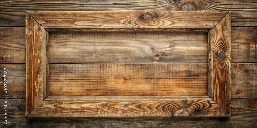 Poster Rustic Wooden Frame with Aged and Weathered Texture, Perfect for Adding a Touch of Vintage Charm to Your Projects
