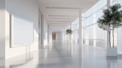 Fototapeta premium Modern lobby with natural light and plants