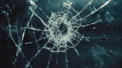 Shattered Glass with Intricate Cracks and Patterns