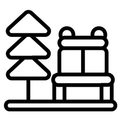 Bench with Large Tree Line Icon