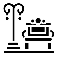 Bench with Decorative Lamp Solid Icon