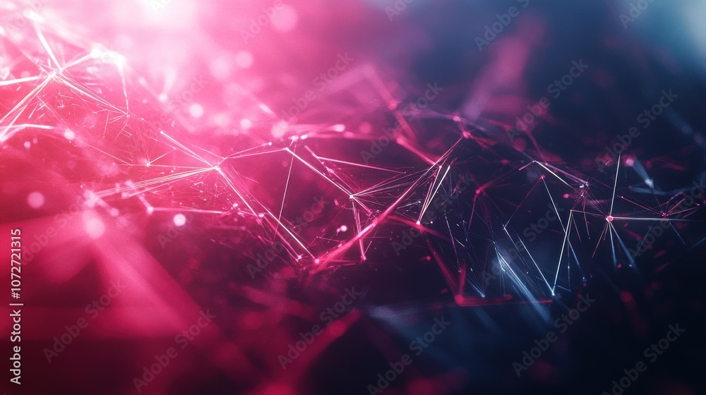 Poster Abstract polygonal space low poly dark background with connecting dots and lines. Connection structure. 3d rendering - Generated AI