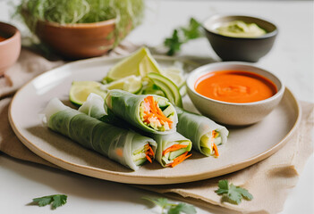 Bright Spring Rolls with Fresh Ingredients
