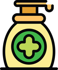 Medical antiseptic or disinfectant bottle pouring out its contents